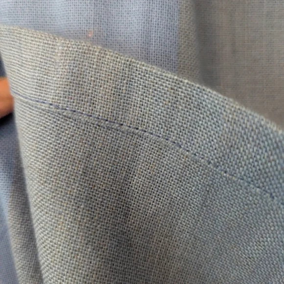 💙 Linen Blue 2X Women's Dress Kaftan Embroidery Side Slit Handmade By H - Picture 8 of 10